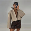Casual Pu Leather Women's Jacket Chic Solid Long Sleeve Stand Collar Female Outwear Autumn Winter Street Short Lady Jacket