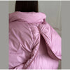 Women's Oversized Quilted Jacket With Hooded Stand Collar Long Sleeve Zipper Pocket Coat Lady Warm Winter Outerwear