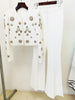 High Street Designer Suit Set Women's Pearls Diamonds Rhinestone Beaded Trimed Jacket Flare Slit Pants Suit