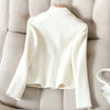 4XL White Blazer Suit collar small fragrance Jacket high-quality Coarse tweed Coat Black Wool Outerwear Woman Short