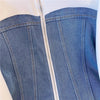 Pant Set Women Two Piece Sets Denim Splice Zipper Matching Sets Casual Coats Wide Leg Long Pants Lace Up Elastic Waist
