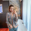 Chic Women Plaids Fringed Jacket Tweed Pearls Buckles Tweed Blazers Gold Silk Retro Checked Coat Spring Fall Cardigan Crop Tops