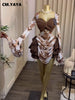 Women Tie Dye Print Ruffles Long Sleeve Bodycon Ruched Draped V-neck Dress Fall Street Birthday Vacation Dresses