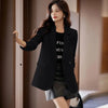 Spring Autumn Women Split Fork Blazer Coat Advanced Ladies Solid Color Tops Overcoat Female Long Sleeves Suit Jacket