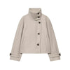 Elegant Stand Collar Short Jacket For Women Lady Outerwear High Street Long Sleeve Single Breasted Female Coats