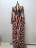 Women O-neck Striped Print Long Sleeve Big Swing Pleated Maxi Dress Evening Sexy Party Vacation Long Dresses Vestidos
