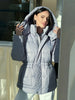 Printed Cotton Padded Coats Women Hooded Waist-Cinching Zipper Quilted Jackets Winter Casual Woman Outerwear
