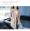 Knitted Shirt Casual Long Sleeve Loose Medium Length Outwear Sweater Coat Women Autumn Knitwears Cardigan Mujer