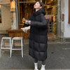 Winter Down Cotton Coat Women Long Windproof Warm Long Sleeve Hooded Jacket Solid Color Slim Lady Parkas Overcoat Female