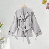 Tie Up Short Women 's Trench Coat Lapel Long Sleeve With Belt Oversize Windbreaker Female Spring Autumn Woman Outerwears