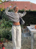 Women Casual Solid Color Wide Leg Pants Versatile High Waist Jeans Lady Autumn Winter Commute High Street Clothes