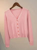 Sweater Knitted Cardigan Button Jacket Spring Autumn V-neck Long Sleeve Casual Short Tops For Women Sweater Grey White