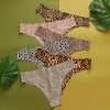 WarmSteps 3Pcs/Set Sexy Leopard Thongs Women's Panties Thongs Female Underwear Seamless Printed Panties Ice Silk Briefs
