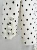High Street Designer Suit Women Bow Decorated Polka Dot Blazer Pants Set 2PCS