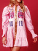 Women Christmas Sequin Nutcracker Dress Long Sleeve Tiered Glitter Nutcracker Print Holiday Party Mini Shirt Dresses
