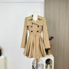 Autumn Winter Women's Windbreaker Dress Mini Skirt Long Sleeve Empire Waistline Outerwear Female Long Coat N967