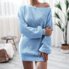 Sexy Wrap Hip Sweater Dresses Women Loose Korean Casual Knitted Dress Autumn Winter Lantern Sleeve Comfortable Female Short Gown