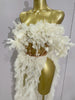 Stock Elegant White Flower Sexy Top Skirt Two Pieces Set Women Evening Prom Celebrate Birthday Party Dress Stage Wear