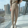 100% Mink Cashmere Knitted Feet Pants Women's Elastic Waist Slim Trousers Warm Joker Radish Pants Autumn Thick Leggings