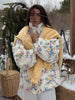 Thicken Women Puffer Jacket Oversize Stand Up Collar Zipper Floral Print Warm Cotton Filled Coat Autumn Winter