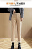 Spring Winter Plus Velvet Women Jeans Button High Waist Solid Pants Pockets Thicken Casual Straight Trousers