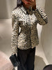 Retro Leopard Print Faux Fur Short Jacket Chic Lapel Collar Single Button Long Sleeve Coat Autumn Daily Lady Casual Streetwear