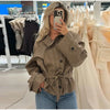 Plaid Women's Outerwear Lapel Double Breasted Trench Coat Belted Raglan Sleeve Jacket French Vintage Style Daily Wear
