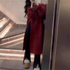 Side Slit Knitted Dress Women Autumn Winter Loose O Neck Pullover Oversize Long Sweater Dress Korean Solid Color Dresses