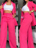 Autumn Women's Solid Notched Collar Suit Two Piece Business Office Casual Elegant Womens Blazer Coat Trousers Set