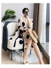 Sanzhai Pleated Ladies Windbreaker Coat Spring Autumn Single Breasted Stand Neck Printed Jacket Women Thin Long Outwear 4XL