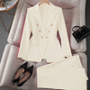 Women Elegant Formal Blazer Sets Double Breasted Lapel Blazer And Straight Slim Pants Evening Party Wedding Blazer Set