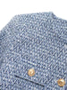 \Women's Tweed Jacket Coat Long Sleeve with Pockets Front Metal Button Chic Outerwear Female Tops