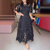 Elegant Lace Dress Irregualr Length Wedding Guest Bridal Shower for Bride Midi O Neck Hollow Out Women Classy Business Party