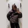 Warm Women's Detachable Scarf Collar Hooded Cotton Coat Solid Full Sleeve Buttons Pocket Thicken Jacket Winter Lady Outwear