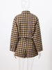 Retro Suede Coats High-waist Shorts Set Women's Plaid Full Sleeves Short Zipper Jackets Autumn Winter Ladies Outwear