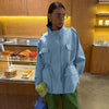 Drawstring Waist Button Women Cargo Jacket Long Sleeve Pockets Spring Casual Female Coat Street Commute Lady Outwear Tops