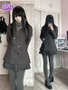 Japanese Vintage Academy Style 2 Piece Set Women Double Breasted Thickened Wool Coat Pleated Plaid Mini Skirt Slim Fit Casual