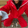 Women Solid Zip Up Two Piece Set High Neck Loose Jacket Wide Leg Track Pants Spring Autumn Casaual Hip Hop Outfit