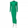 Shoulder Padded Long Sleeve Bodycon Green Party Club Maxi Long Dress Spring Autumn Women Elegant Clothes
