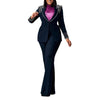 Pearl Splicing Women's Set Long Sleeve Blazer and Wide Leg Pants Suit Winter OL Fall Two 2 Piece Set Outfit