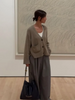 Women's Knitted Cardigan Solid Full Sleeve V Neck Ribbed Autumn Coat Commute Female Knitwear Cardigan Tops