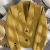 Black Cropped Blazers Woman Outerwear All-match Notched Collar Crop Jacket Women Korean Chic Single-breasted Suit Coat