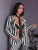 Black and white striped women's suit Jacket Niche Spring holiday party suit jacket Women's casual loose coat