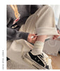 Autumn Winter Loose All-match Corduroy Pants Elastic Waist Solid Fleece Casual Straight Pants Vintage Women Clothing