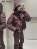 Striped Ski Suit Women's Hooded Full Sleeves Zippers Warm Coats High Waist Pants Winter Winter Lady Tracksuit