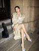Spring Autumn Long Shiny Flowy Soft Satin Trench Coat for Women Belt Double Breasted Elegant Designer Closthes
