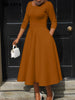 Women Twist Length Sleeve O-neck Big Swing Retro Dress Autumn Vintage Vestidos Even Party Cocktail Dresses