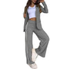 2 Pcs Set Women s Formal Coat Pants Set Autumn Winter Long Sleeves Jacket Loose Striped Wide Leg Casual Suit Outfit