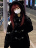 Autumn Winter Oversized Soft Thick Warm White Faux Fur Hoodie Women with Bear Ears Horn Buttons Punk Style Fluffy Jacket
