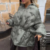 Winter Solid Women Thicken Coat Casual Long Sleeve Hooded Zippers Pleated Female Outwear Elegant Lady Oversize Jacket
